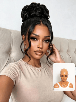 Pre-Styled Body Wave Ponytail Wig with Bangs, Glueless 360 Lace Frontal Human Hair Wig with Bleached Knots and Natural Looking Hairline