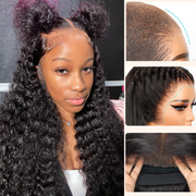 Deep Wave 13x6 Full Transparent Lace Frontal Wig Natural Black Color