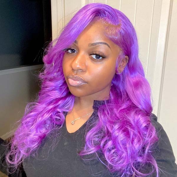 Purple Color Pre Plucked 4*4 5*5 13*4 Transparent Lace Frontal Wigs Body Wave Virgin Hair