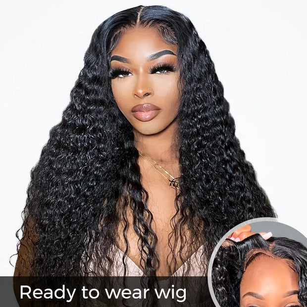 Put On & Go Pre Cut Lace Deep Wave Glueless Ready to Wear Wig with Pre Plucked Hairline & Bleached Knots