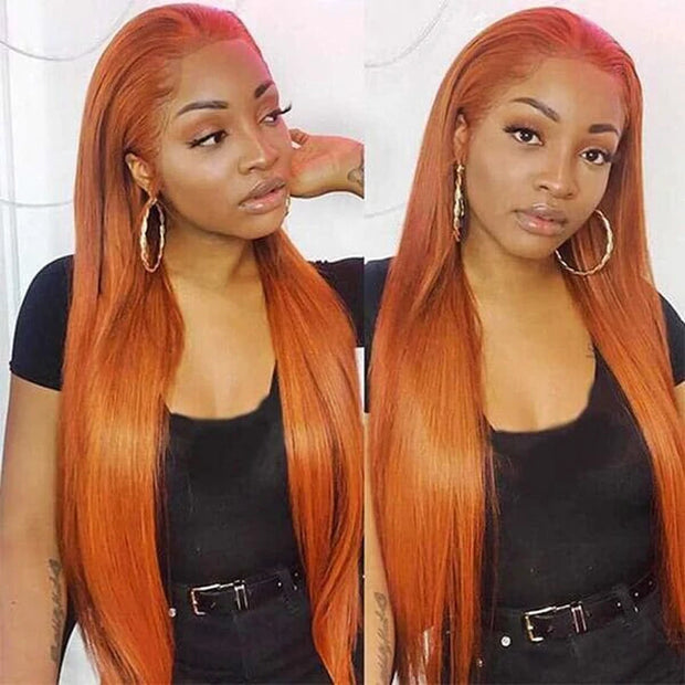 3Wigs = $189 |13x4 Lace Frontal Straight Ginger Wig + Bob Glueless 3x1 Lace Closure Wig with Bang + Pixel Short Bob Grey Wig