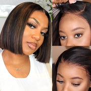 Flash Sale Highlight Bob Yaki Straight Human Hair 180%/250% Density Pre Bleached Tiny Knots Glueless Wig