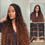 Invisi Strap Full Lace Knotless Boho Curls Braided Long Wig Pre-braid Lightweight Super Natural Scalp