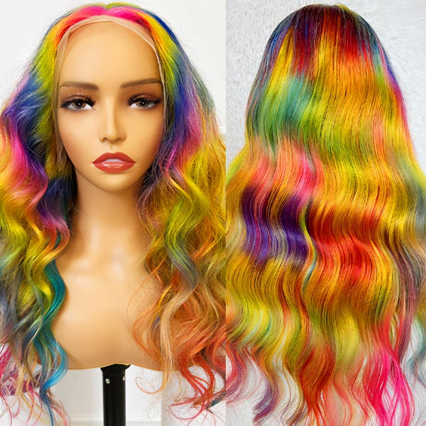 Rainbow-Hair-Color-Body-Wave-Human-Hair-Glueless-Lace-Wigs