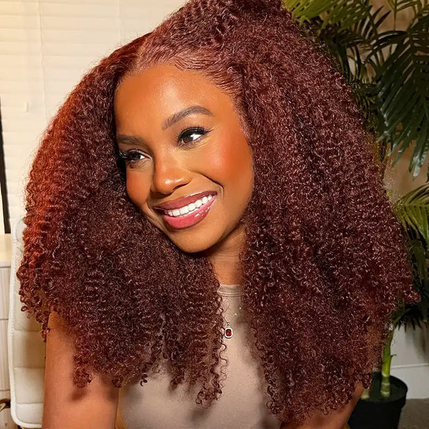 Reddish Brown Kinky Curly Wig