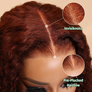 Ashimary Pre-Cut 10x6 Parting Max Melting Lace Reddish Brown Kinky Curly Wear & Go Glueless Human Hair Wig