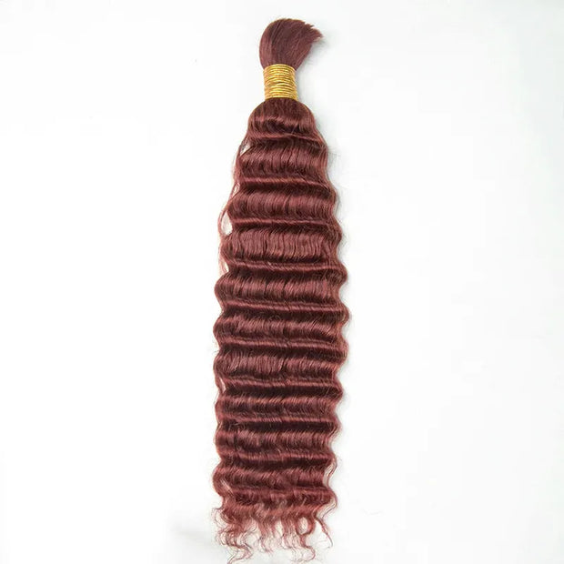 Deep Wave Reddish Brown Bulk Human Hair