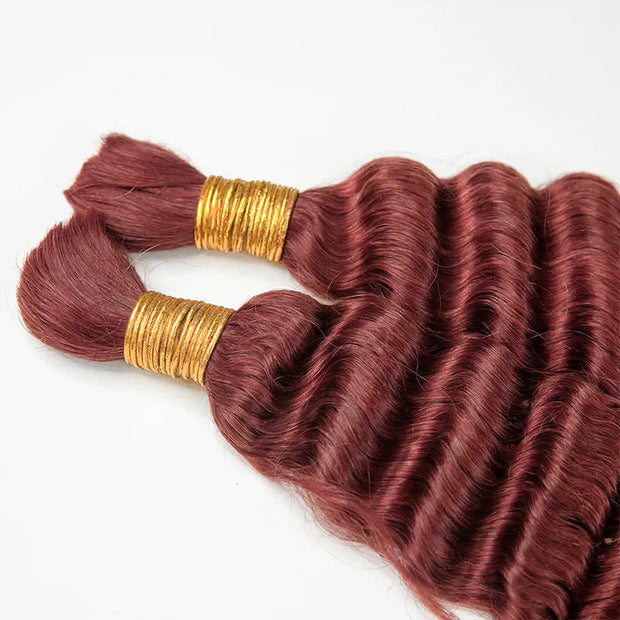 Deep Wave Reddish Brown Bulk Human Hair