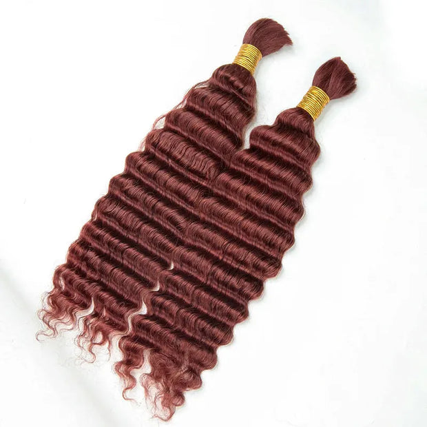 Deep Wave Reddish Brown Bulk Human Hair