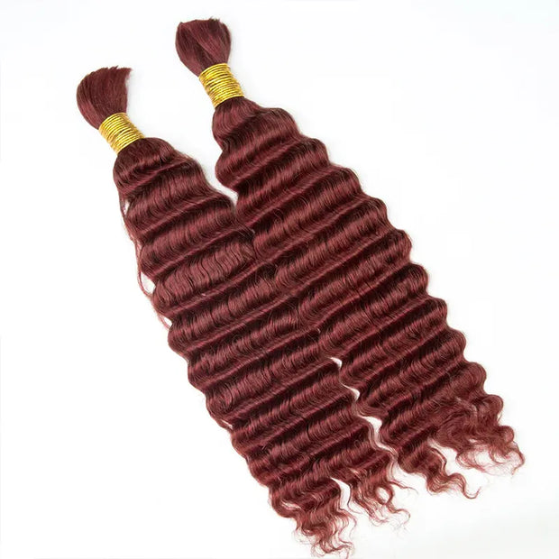 Deep Wave Reddish Brown Bulk Human Hair