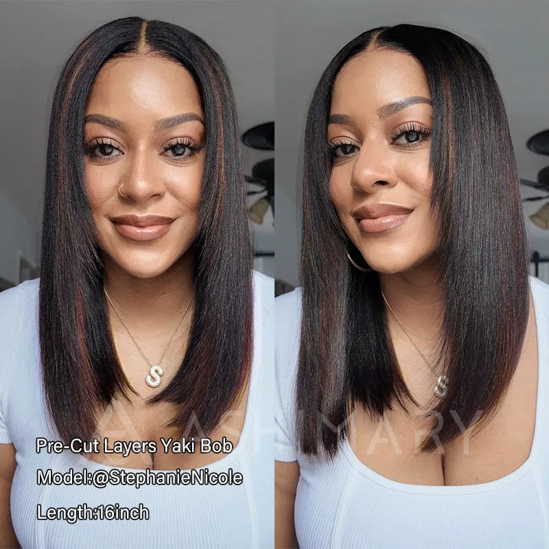 Highlight Yaki Straight Bob 13x4 Lace Frontal Pre Everthing