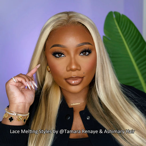 Customized Blonde Balayage on Brown Hair Transparent 13x4 &13x6 Lace Frontal Wig Ashimary Hair