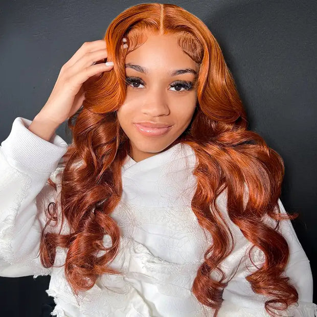 Throw Go On Glueless Copper Brown 35# Body Wave Wig