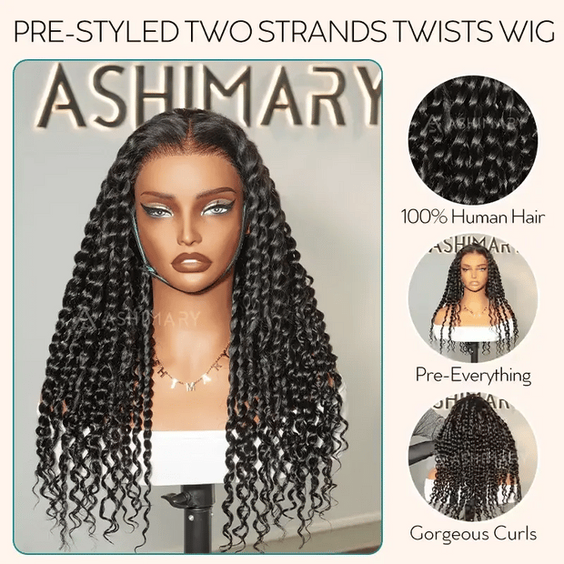 Two Strands Twists 360 Lace Frontal Wig Invisi Strap Pre Braid Glueless ...