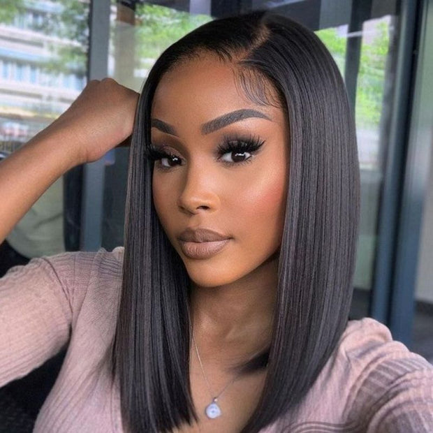 2 Wigs Set | 10x6 Lace Water Wave Wig with Pre-cut Lace + 13x6 Lace Transparent Yaki Straight Bob Wig with Pre-cut Lace