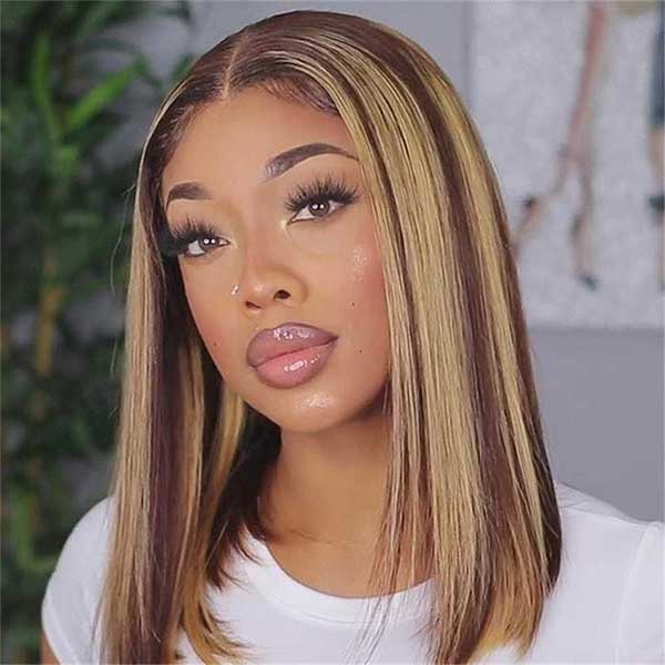 No Extra Work Ready to Wear & Go Highlight Piano Color Pre-Cut HD Lace Bob Wig