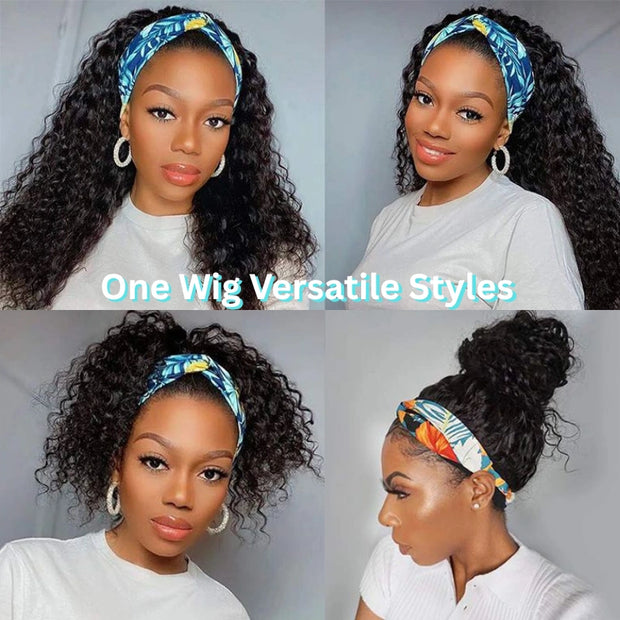Flash Sale Ashimary Curly Virgin Hair Glueless Headband Wig Natural Color