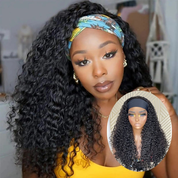 Flash Sale Ashimary Curly Virgin Hair Glueless Headband Wig Natural Color