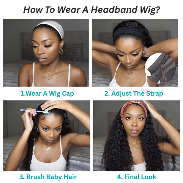 Flash Sale Ashimary Curly Virgin Hair Glueless Headband Wig Natural Color