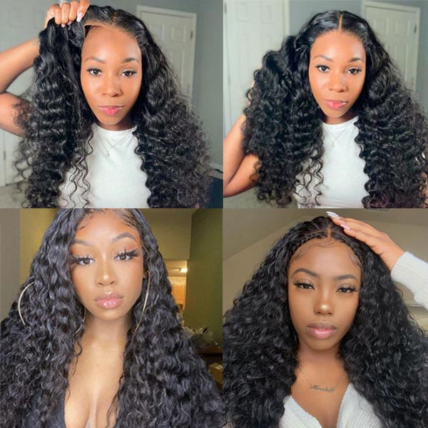 Air Wig|Upgrade 13x4 Pre Cut Lace Wear Go Glueless Deep Wave Wig with Pre Bleached Knots & Plucked Hairline