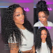 Water Wave Invisi Strap Snug Fit 360 Transparent Lace Frontal Bleached Knots Pre Cut Lace Wig
