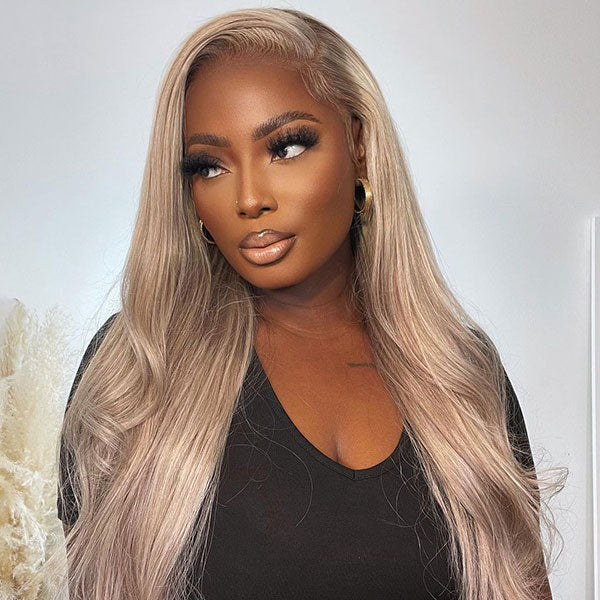 Ash Blonde Straight Lace Frontal Human Hair Wig
