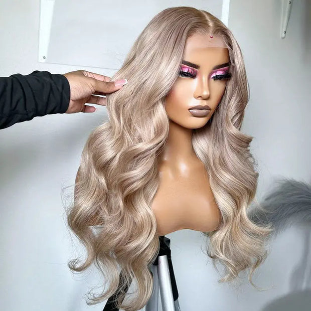ash blonde wigs body wave lace frontal wigs