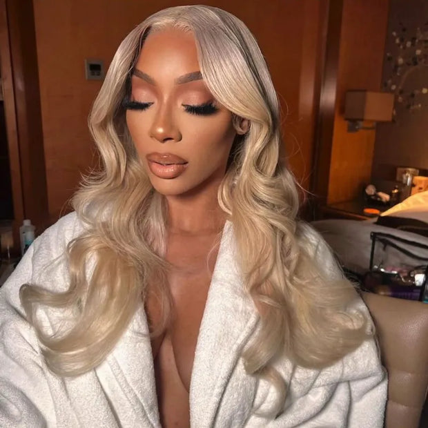 ash blonde wigs body wave lace frontal wigs