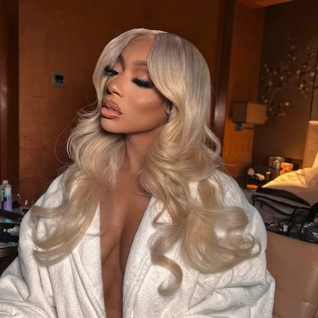 ash blonde wigs body wave lace frontal wigs