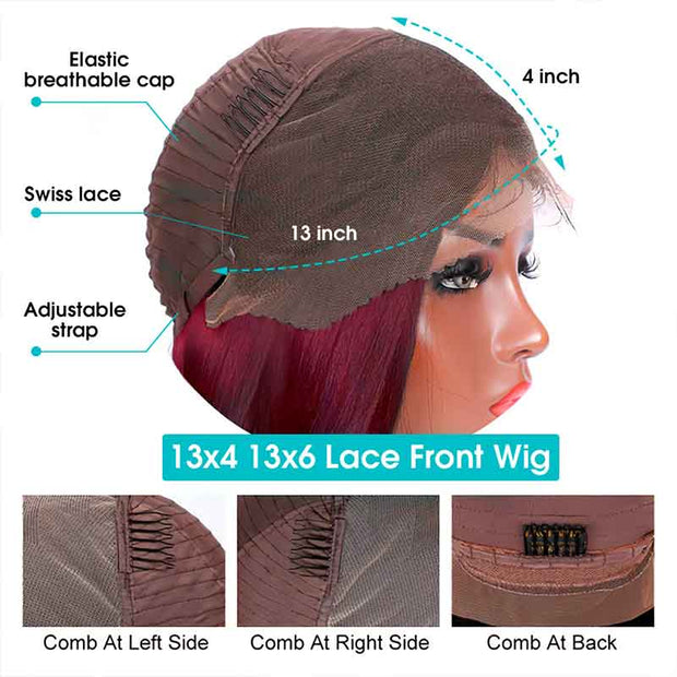 Dark-Burgundy-99J-Jerry-Curly-13x4-13x6-Frontal-Glueless-Lace-Wig-human-hair