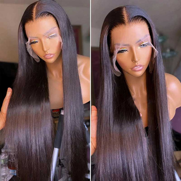 Flash Sale 13x6 Full Transparent Lace Frontal Parting Max Wig Straight Brazilian Human Hair