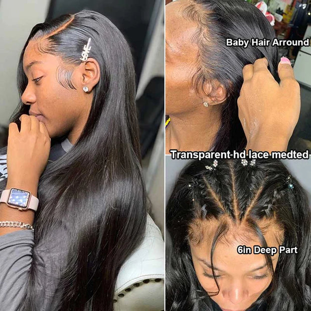 Flash Sale Ashimary 13x4 & 4x4 & 13x6 Full HD Transparent Lace Front Wig Straight Hair Natural Color 10A Hair