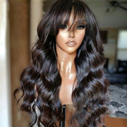Flash Sale Pre Cut Bangs Put on & Go Body Wave Affordable Human Hair Wig Ashimary