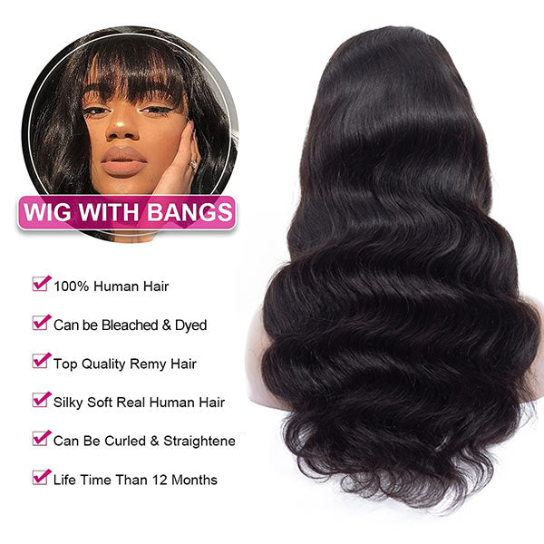 Flash Sale $99 for 20" Throw on & Go Body Wave Wig with Bangs Cost-effective Wig Ashimary