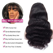 Flash Sale Pre Cut Bangs Put on & Go Body Wave Affordable Human Hair Wig Ashimary