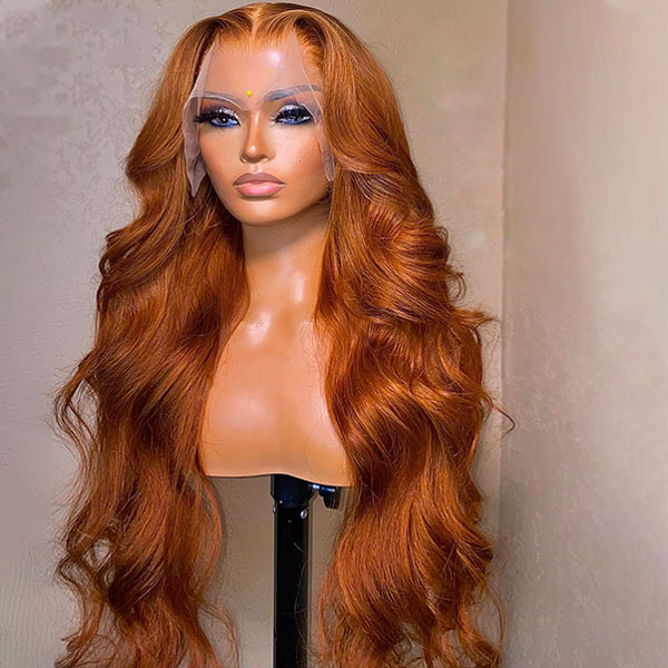 Copper Brown Body Wave Lace Frontal Human Hair Wig