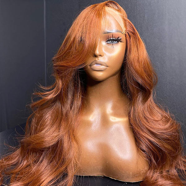 Copper Brown Body Wave Lace Frontal Human Hair Wig