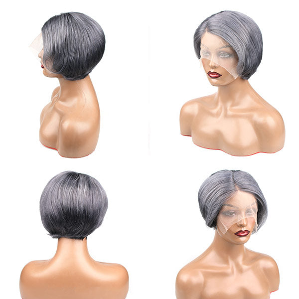 3Wigs = $189 |13x4 Lace Frontal Straight Ginger Wig + Bob Glueless 3x1 Lace Closure Wig with Bang + Pixel Short Bob Grey Wig