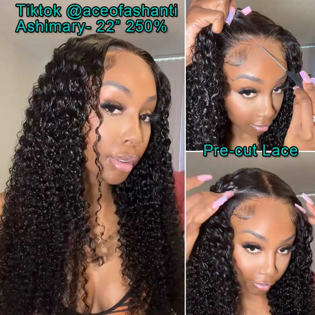 Beginner Friendly Ready to Wear Pre Cut Lace Super Natural Kinky Curly Wear Go Wig with Pre-bleached Knots & Plucked Hairline