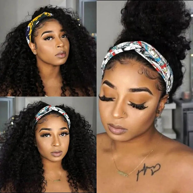 Flash Sale Ashimary Curly Virgin Hair Glueless Headband Wig Natural Color