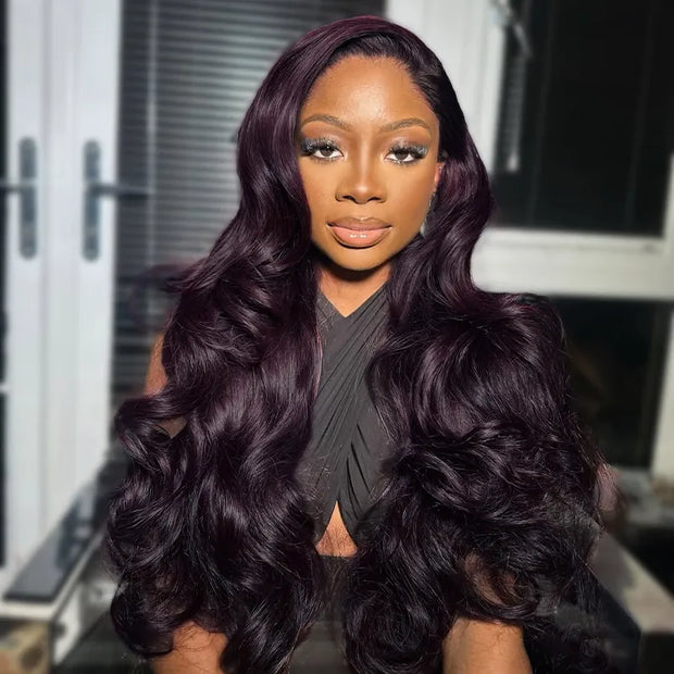 Dark Plum Glueless 360 Lace Frontal Wigs With Invisi Strap Ready & Go 