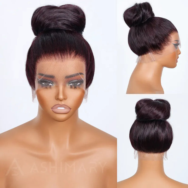 Dark Plum Glueless 360 Lace Frontal Wigs With Invisi Strap Ready & Go 