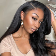 4C Edge Kinky Straight Transparent Lace Front Wigs