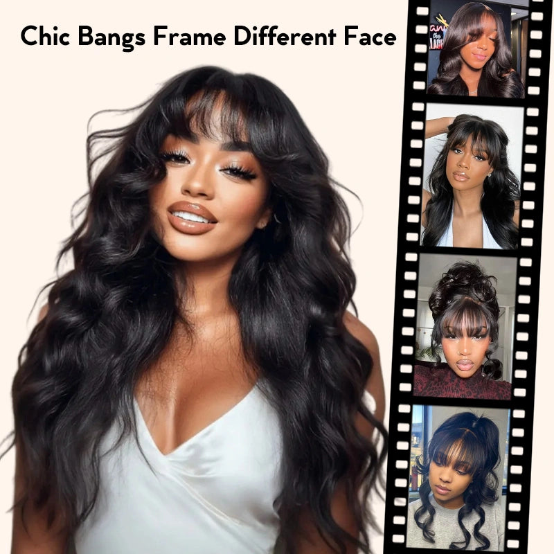 Pre-Layered Body Wave Wig with Bangs | Glueless 360 Invisi  display picture 1