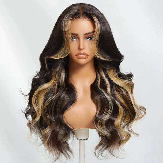 Butterscotch Blonde Highlights Body Wave 6x4.5 Lace Pre Everything Wig Put-On and Go Glueless Human Hair Wigs