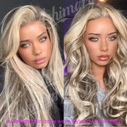 13x4 Lace Frontal Wig With Customized Blonde Balayage on Brown Hair