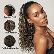 Blonde Highlight Water Wave QuickCurl Drawstring Ponytail Extension