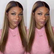 Blonde Highlights With Dark Roots Straight Wig