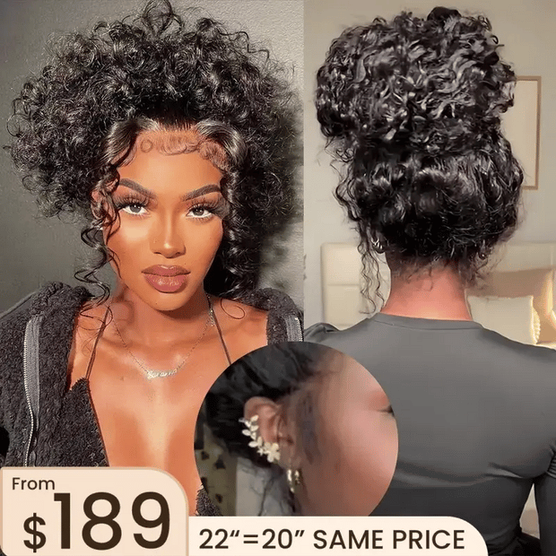 Human Hair 360 Lace Front Wig Glueless Snug Fit Water Wave Pre Plucked 360 Water Wave Highlight Ombre Color Lace Wig With Invisi  main image 3
