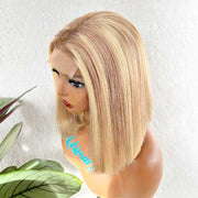 Blonde Highlight Bob Transparent Lace Wig Human Hair
